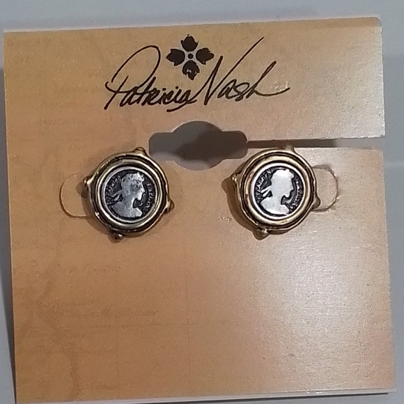Patricia Nash Ancient Coin Stud Earrings NEW - Picture 2 of 7
